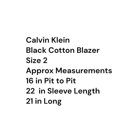 Calvin Klein Womens Blazer Size 2 Black Fully Lined Zip Pockets Notched Collar - Picture 5 of 8